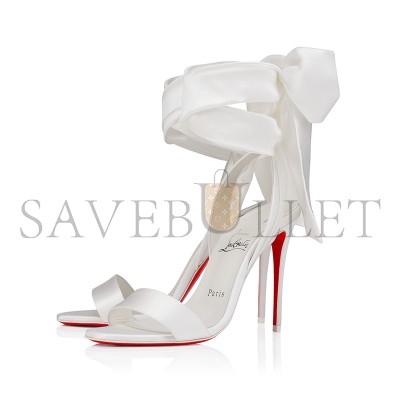 CHRISTIAN LOUBOUTIN SANDALE DU DESERT 100 MM STRAPPY SANDALS CREPE SATIN IVORY WOMEN 3220076W446
